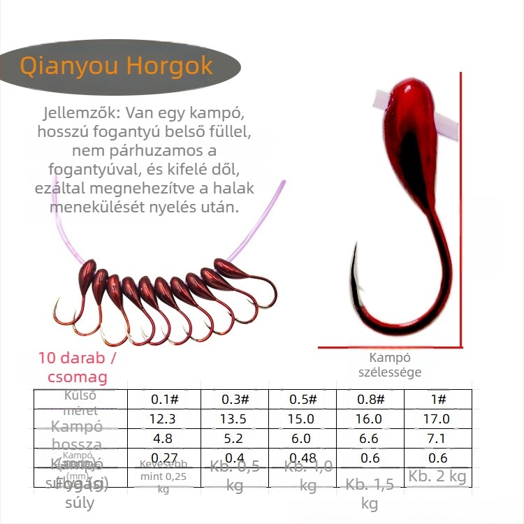 Szúrós horgászhorog, 45° biomimetikus dizájn, 40 darabos készlet, horgászatra folyóparton, tavaknál
