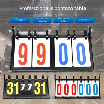 Pontozó tábla – ABS; több sporttal kompatibilis (kosárlabda, foci, tenisz, tollaslabda, asztalitenisz, röplabda); logónyomtatás elérhető; testreszabás; tartalmaz cserelap és taktik táblát