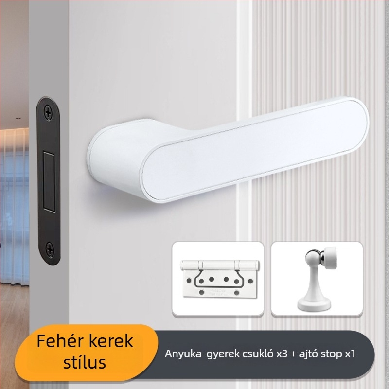 Hálószoba ajtó kilincs-zár, Jiajixing H03, alumínium, modern minimalista stílus, beltéri faajtókhoz