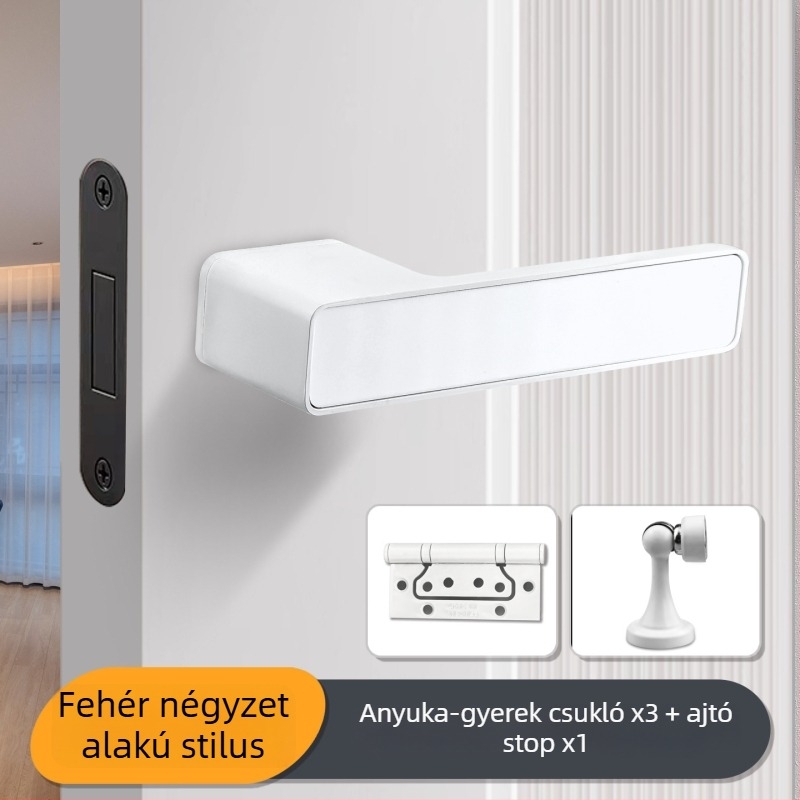 Hálószoba ajtó kilincs-zár, Jiajixing H03, alumínium, modern minimalista stílus, beltéri faajtókhoz