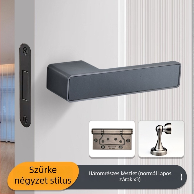 Hálószoba ajtó kilincs-zár, Jiajixing H03, alumínium, modern minimalista stílus, beltéri faajtókhoz