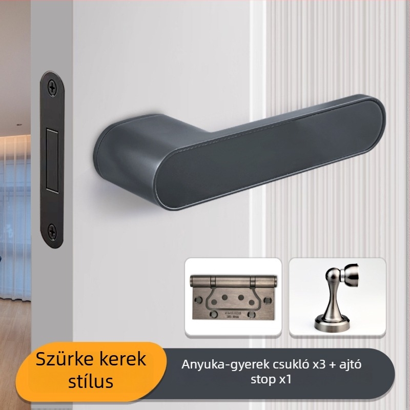 Hálószoba ajtó kilincs-zár, Jiajixing H03, alumínium, modern minimalista stílus, beltéri faajtókhoz