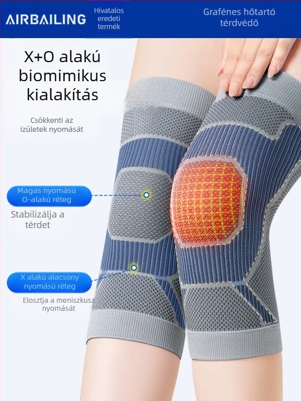 Térdvédő csúszásmentes felülettel és melegséggel, poliészter anyag, univerzális illeszkedés, több sporthoz