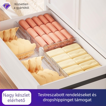 Fiókelválasztó fehérnemű és zoknihoz – 1 réteg, rugalmas vízszintes/függőleges elválasztólapok PET-ből, kreatív stílus