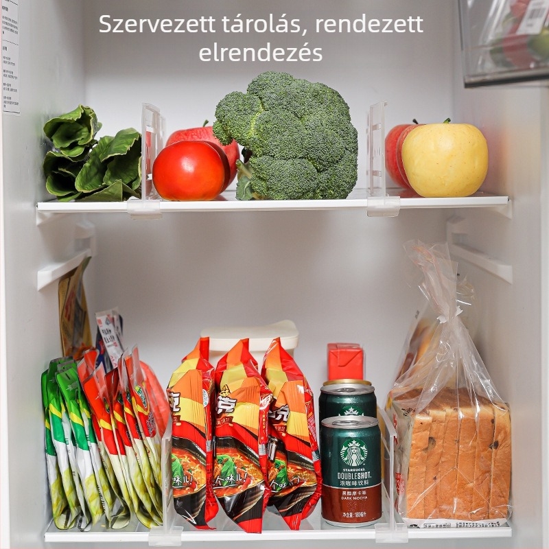 Hűtőszekrény állítható elválasztó panel, csatlakozó klipsz, műanyag tároló
