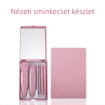 5 darabos sminkecset-készlet, puha szintetikus sörtékkel, műanyag nyél, hordozható doboz