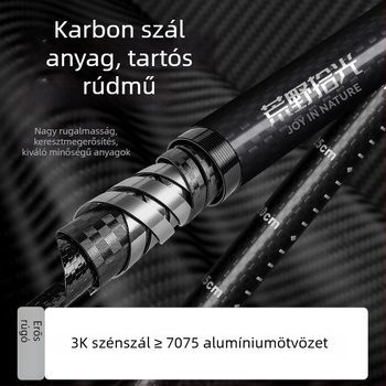 3K szénszálas túrabot, háromszakaszos teleszkópos, ultra-könnyű, EVA fogantyú, 174 g