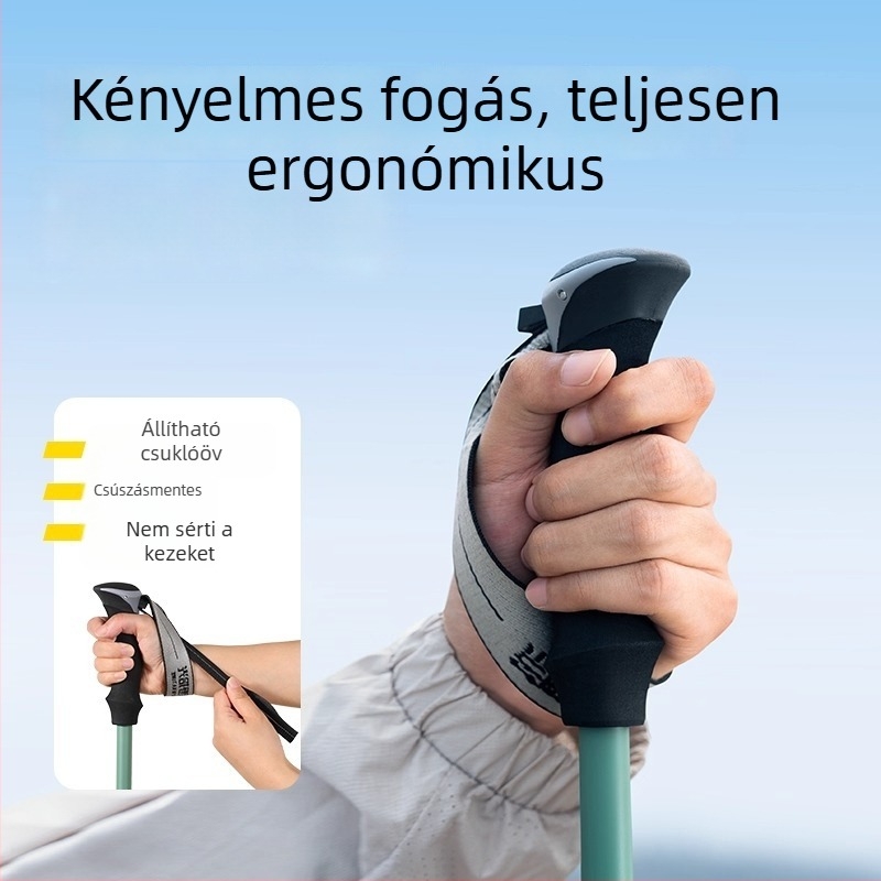 3K szénszálas túrabot, háromszakaszos teleszkópos, ultra-könnyű, EVA fogantyú, 174 g