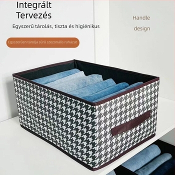 Ruhatároló doboz nem szőtt anyagból, 22 literes kapacitás, rácsos mintázat, modern egyszerű stílus