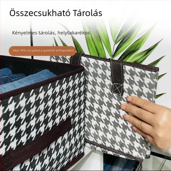 Ruhatároló doboz nem szőtt anyagból, 22 literes kapacitás, rácsos mintázat, modern egyszerű stílus