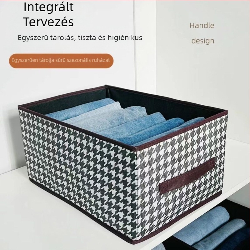 Ruhatároló doboz nem szőtt anyagból, 22 literes kapacitás, rácsos mintázat, modern egyszerű stílus