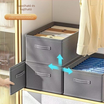 Ruhatároló doboz – Szövet, összecsukható és egymásra tehető, 50 L kapacitás, modern minimalista stílus