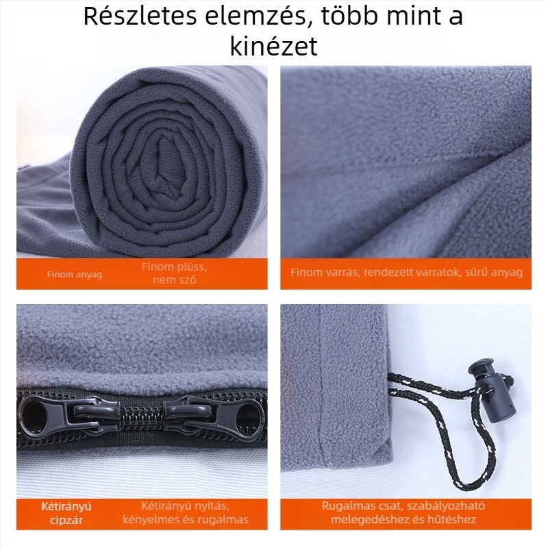 Felnőtt polár fleece hálózsák levehető, mosható béléses, polár fleece anyagból készült, boríték szerkezet, súly 650 g, alkalmas szabadtéri utazásokhoz és beltéri használathoz