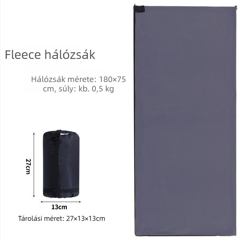 Felnőtt polár fleece hálózsák levehető, mosható béléses, polár fleece anyagból készült, boríték szerkezet, súly 650 g, alkalmas szabadtéri utazásokhoz és beltéri használathoz