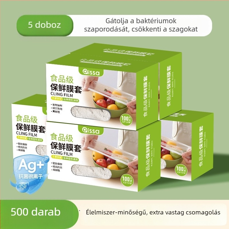 Antibakteriális frissességmegőrző fóliatakarók, egyszer használatos élelmiszer-tároló tasakok a konyhában, állítható szorítással