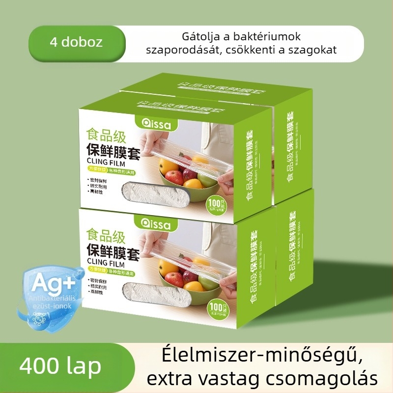 Antibakteriális frissességmegőrző fóliatakarók, egyszer használatos élelmiszer-tároló tasakok a konyhában, állítható szorítással