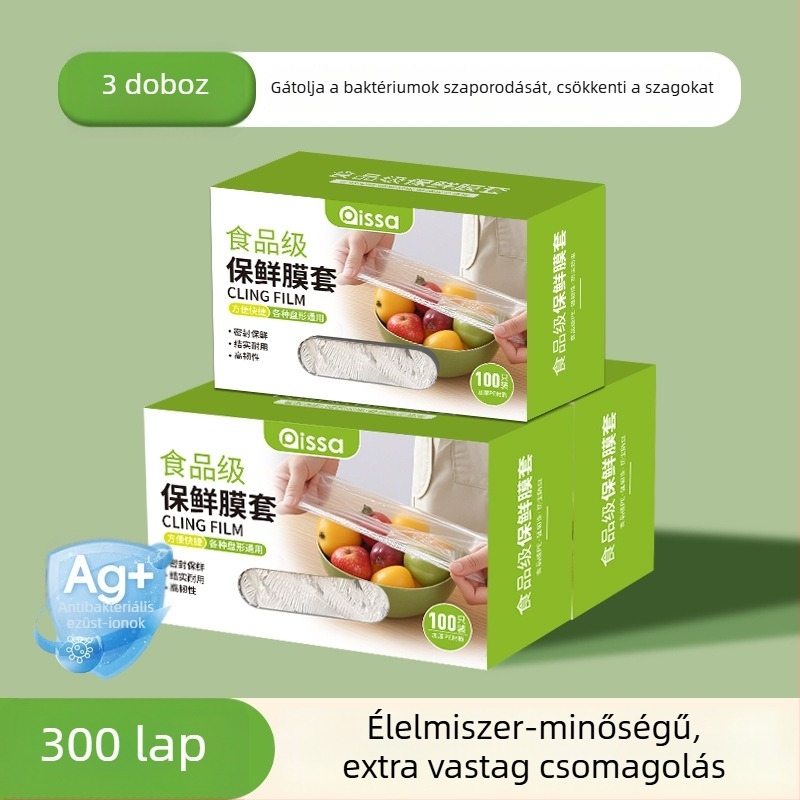 Antibakteriális frissességmegőrző fóliatakarók, egyszer használatos élelmiszer-tároló tasakok a konyhában, állítható szorítással