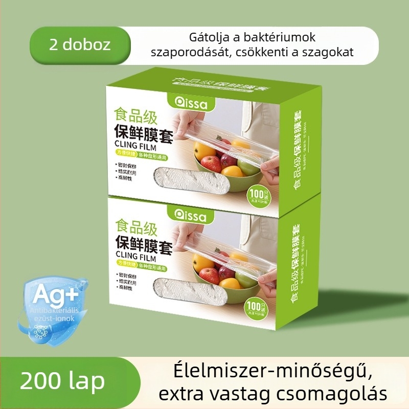 Antibakteriális frissességmegőrző fóliatakarók, egyszer használatos élelmiszer-tároló tasakok a konyhában, állítható szorítással