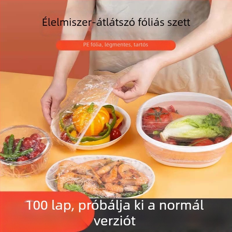 Antibakteriális frissességmegőrző fóliatakarók, egyszer használatos élelmiszer-tároló tasakok a konyhában, állítható szorítással