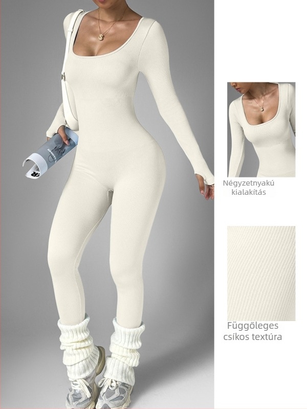 Női hosszú ujjú jógabodysuit, nedvességelvezető, gyorsan száradó, 90% nylon + 10% spandex, melltartóbetét nélkül, 2025 ősz