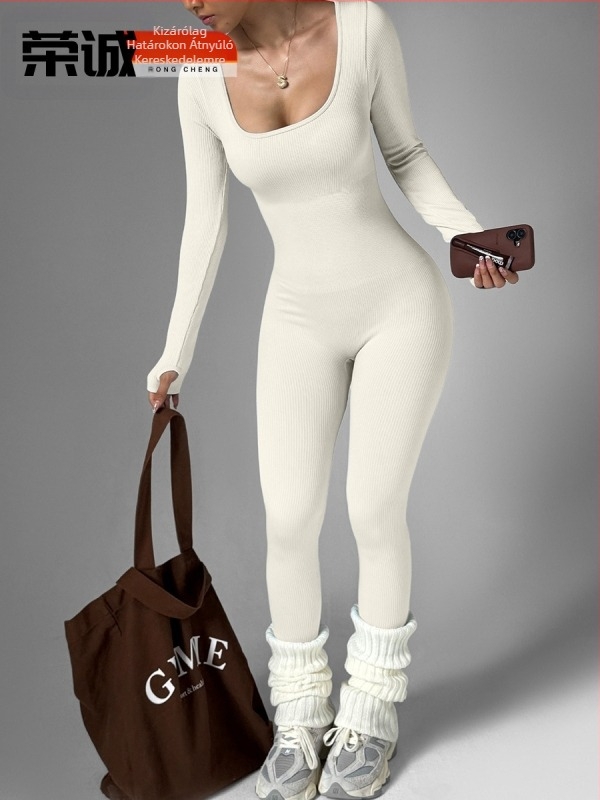 Női hosszú ujjú jógabodysuit, nedvességelvezető, gyorsan száradó, 90% nylon + 10% spandex, melltartóbetét nélkül, 2025 ősz