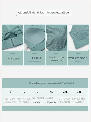 Sportmelltartó moldált 3/4-es kosarakkal, rögzített dupla vállpántokkal, hátul három sor kapoccsal záródó, fő anyag 84% poliészter / 16% spandex