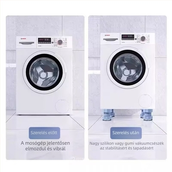 Mosógép lábbetét – csúszásgátló, rezgéscsillapító, magasságban állítható, univerzális, telepítés nélkül