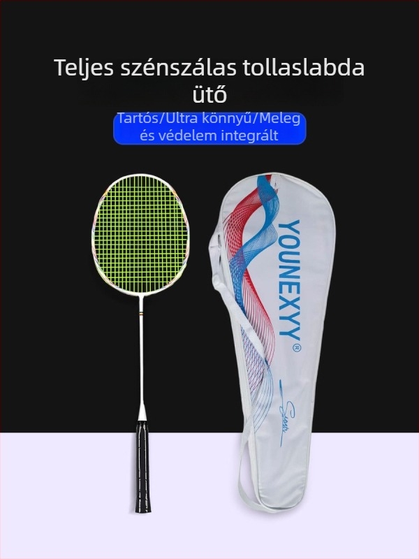 Badmintonütő edzőszett kezdőknek – teljes szénszálas, ultra könnyű, 80–84 g, 4U, markolat G5, direkt ütés