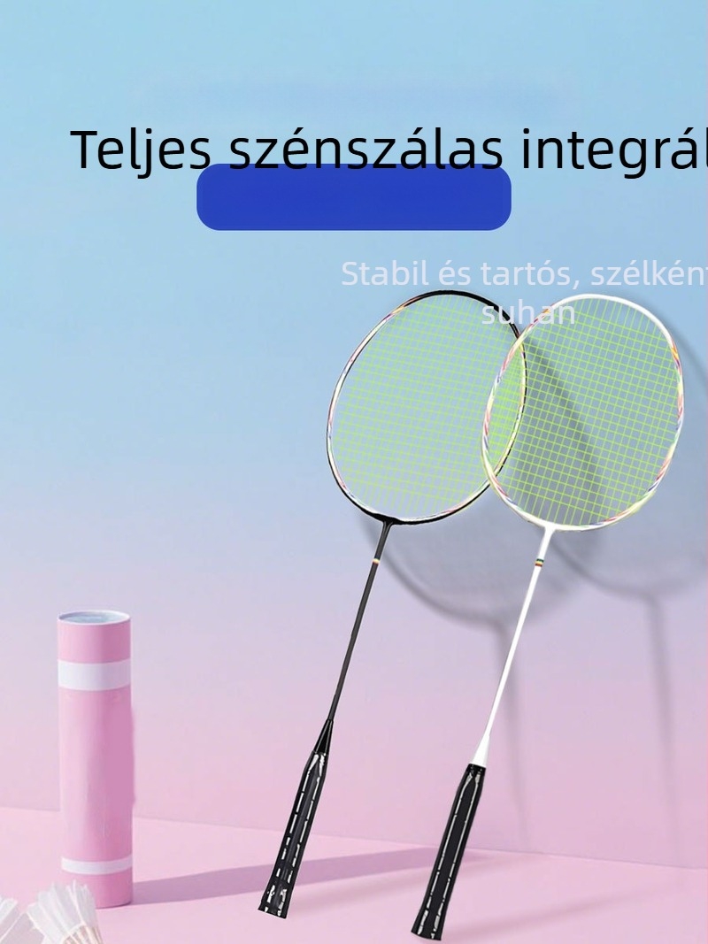 Badmintonütő edzőszett kezdőknek – teljes szénszálas, ultra könnyű, 80–84 g, 4U, markolat G5, direkt ütés