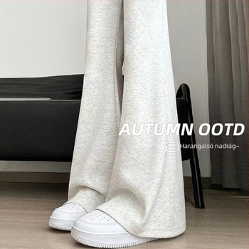 Női gyapjúból készült micro-flare casual nadrág, bélelt fleece-sel, hosszú, ősz-télre