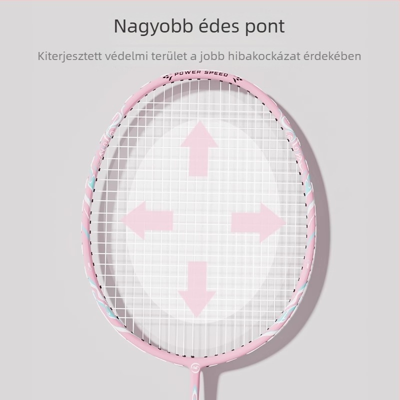 Youyou badminton rakéta karbon szálas kerettel, súly 95-100 g, fogantyú G2, középmagas merevségű nyél, logó nyomtatás elérhető