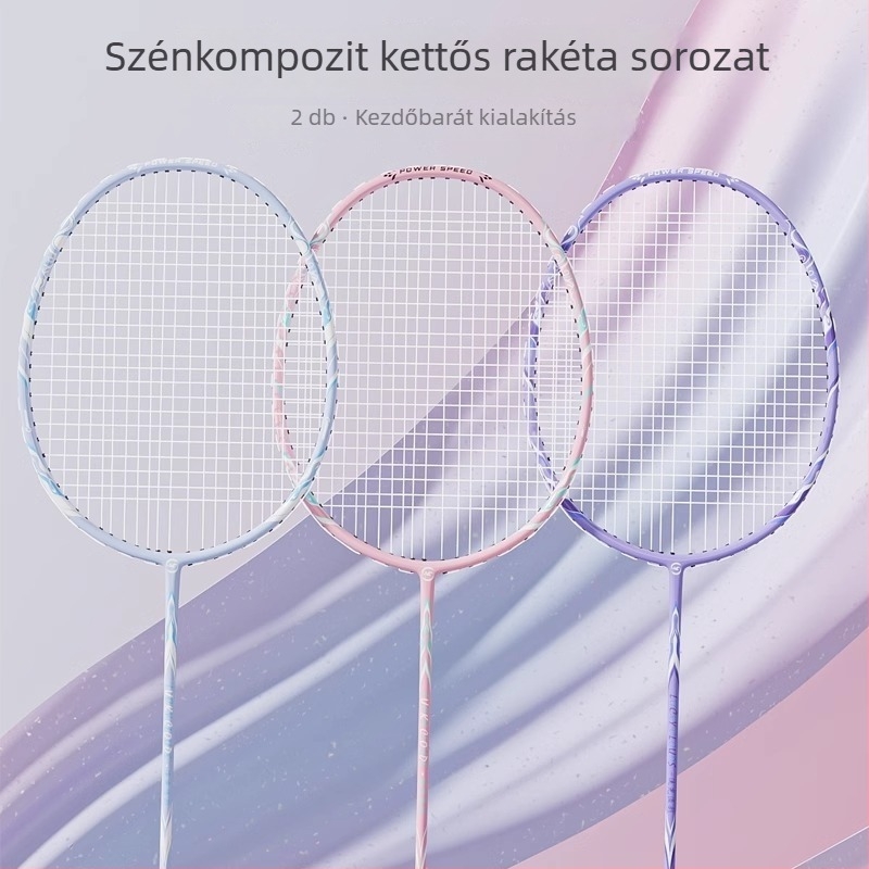 Youyou badminton rakéta karbon szálas kerettel, súly 95-100 g, fogantyú G2, középmagas merevségű nyél, logó nyomtatás elérhető