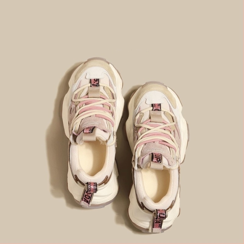 Guyun Női Dad Shoes – 6–8 cm dőlő sarok, felsőrész műbőr és textil, gumírozott talp, PU talpbetét, hálós belső, fűzős lezárás, mindennapi sportcipő