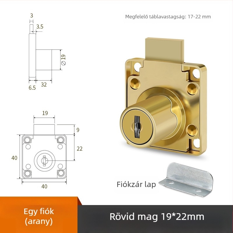 Irodai íróasztal fiókzár, CTS modell, cink ötvözet, fiókokhoz, modern minimalist stílus