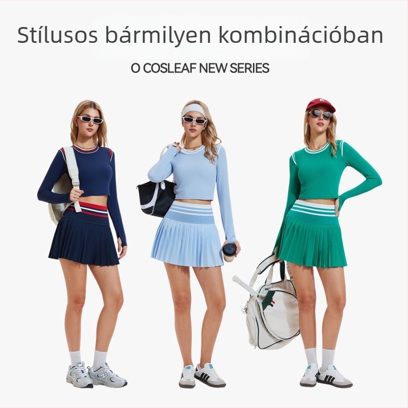 Jógatop – karcsú szabás, hosszú ujjú, derékvonalig érő hossz, gyorsan száradó, lélegző paneles dizájn (Nylon/Spandex).