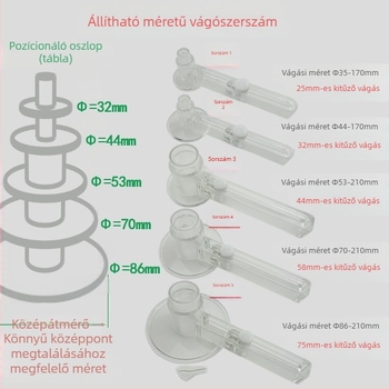 Kézi körkivágó papírokhoz, Trillions márkájú, modellek 25/32/37/44/58/75 mm, vágási tartomány 35–210 mm, súly 0,5 kg, hordozható kézműves eszköz