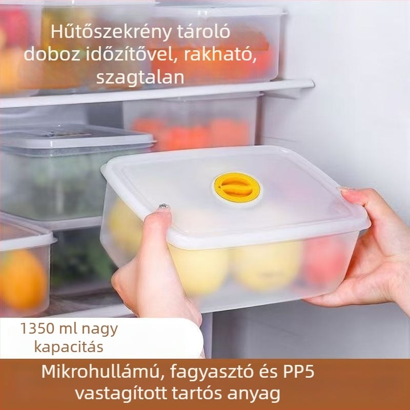 PP anyagú élelmiszer-tároló doboz, átlátszó, hordozható, mikrohullámú sütőben használható, kompatibilis a fagyasztóval és a hűtővel