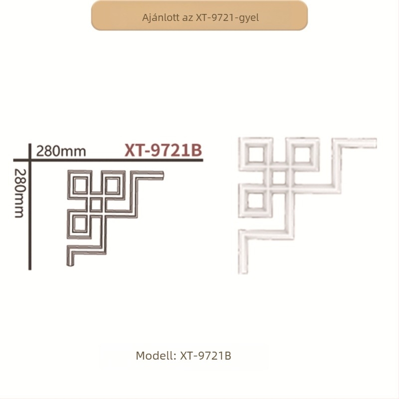 PU francia stílusú sarokdíszítő csík virágos mintával, nappaliba, TV falra (modell 9721, reliefes textúra)