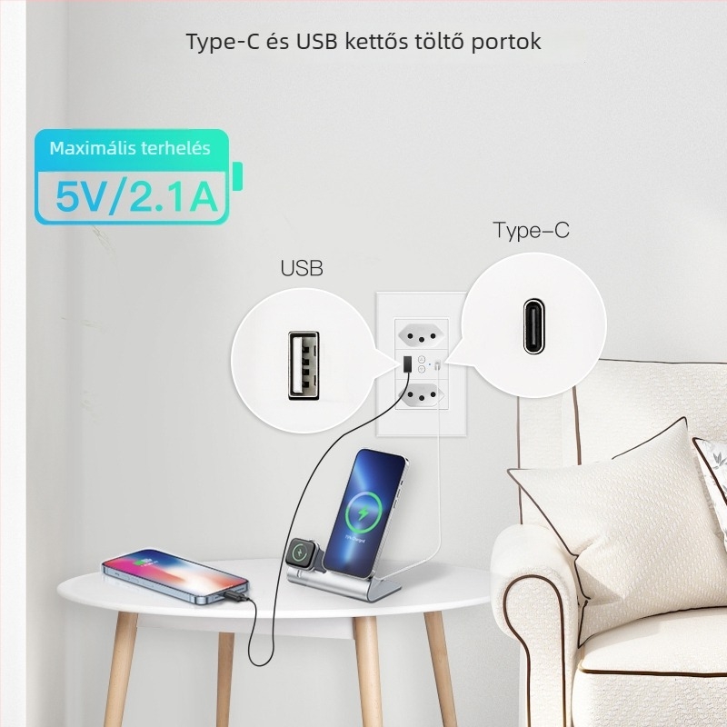 WiFi-vel ellátott okos brazil szabványú falba épített konnektor USB-C és USB 5V2A