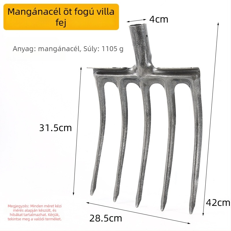 Talajművelő villa négy foggal, mangán-acélból