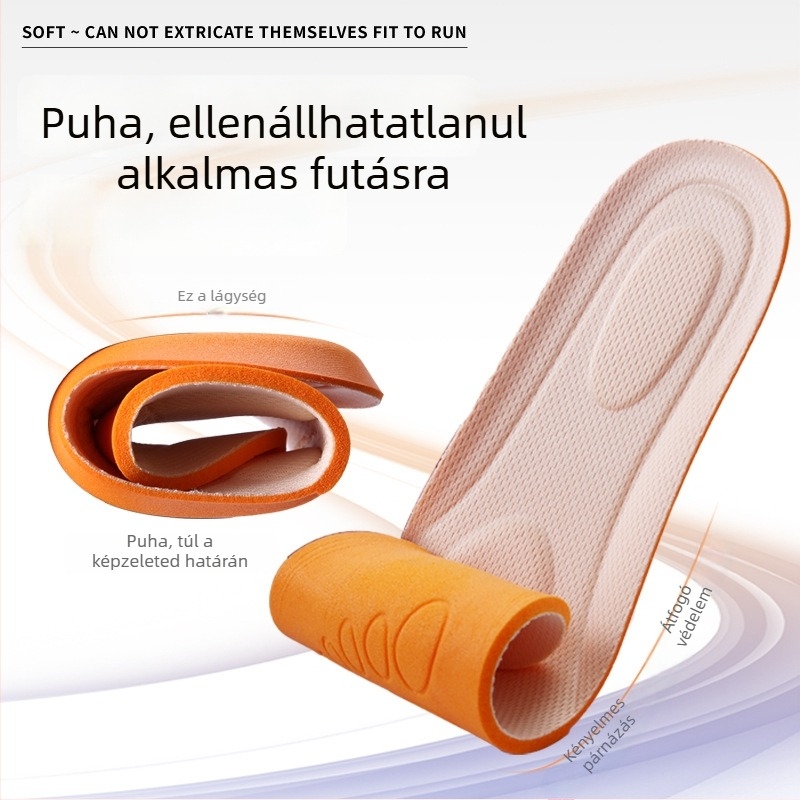 Csillapító hatású, légáteresztő talpbetét, nedvszívó, masszázs funkcióval, vastag, puha talp