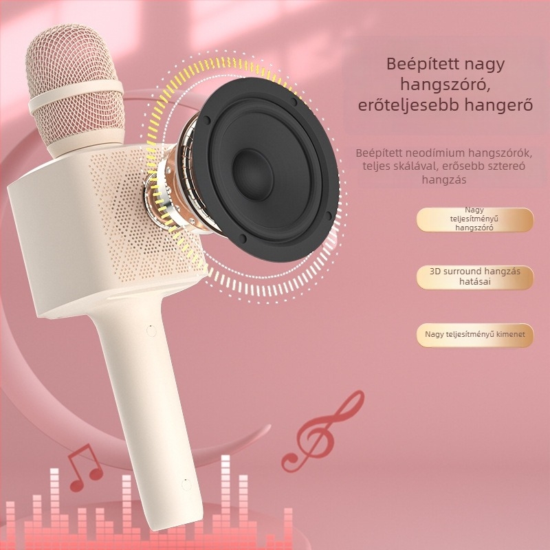 Vezetékes otthoni karaoke mikrofon beépített akkumulátorral - 8W, 5V, 100Hz-20kHz, SNR ≥85dB, 1200-2000mAh