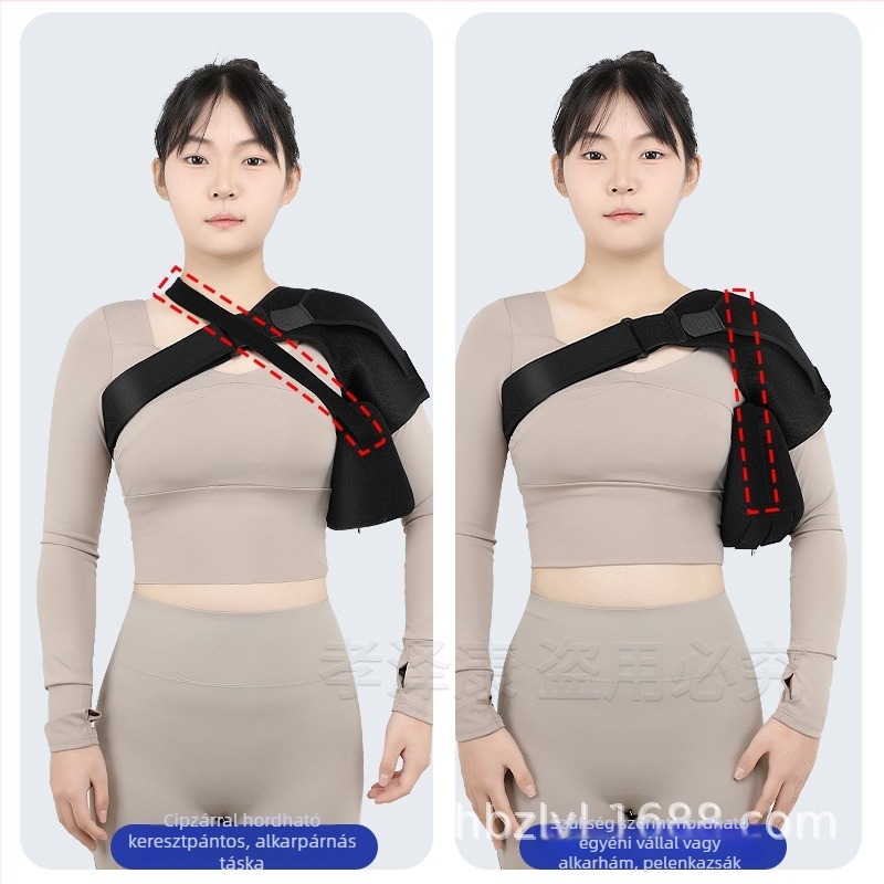 Vállmerevítő rehabilitációhoz és védelemhez — egyvállas támogatás, poliészter anyag, felnőtteknek, alkalmas futballhoz