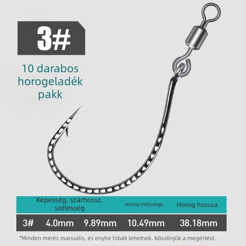 Horog horgászathoz 8-as alakú gyűrűvel, forgó invertált dizájnnal, modell 8003, alkalmas folyókra, tavakra és óceánokra