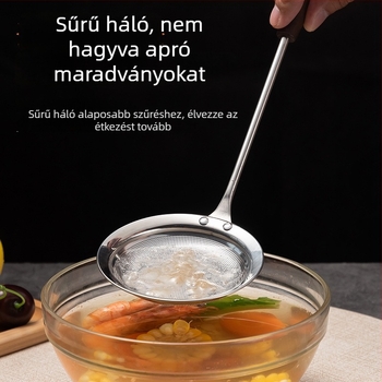316 rozsdamentes acél, vastag habkanál, nyéllel – hálós szűrő sütéshez