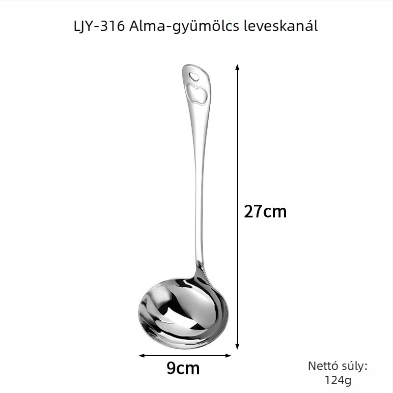 316 rozsdamentes acél merőkanál szűrővel, hosszú nyéllel – konyhai, magas hőállóság, égésbiztos