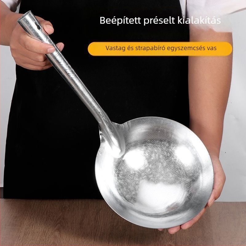 Vasból készült merőkanál, hosszú nyéllel, egybeöntött kivitel, háztartási használatra – modern egyszerű stílus (Anyag: vas; Nyél: hosszú; Kivitel: egybeöntött; Használat: háztartás)