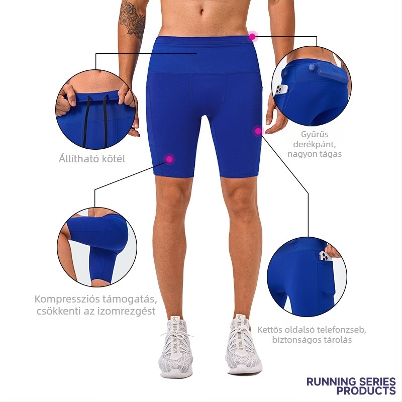 Férfiaknak szánt slim-fit rövidnadrág, lélegző Nylon/Spandex anyaggal (76/24), nyárra