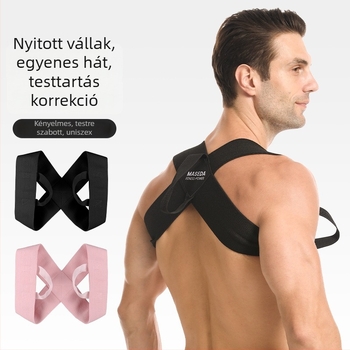 Kiemelten megerősített hátlapon nyíló testtartás-korrigáló öv rugalmas pántokkal, mellkas-támogatás és egyenes tartás