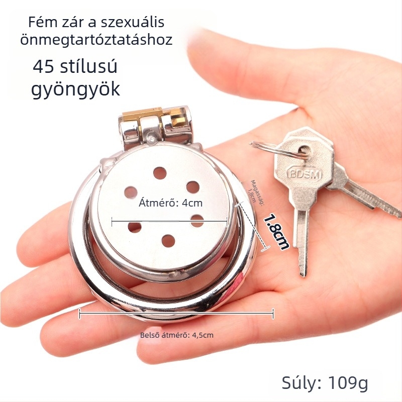 Fém péniszzár férfiaknak, kézi vezérlés, síkosító nélkül, Cherry Fini márka.